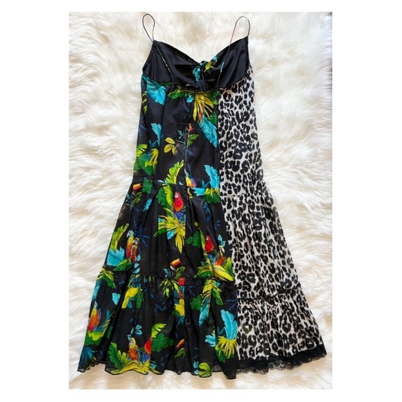 New! MARC JACOBS Tropical Palm Leaf & Animal Print Tie Front Midi Dress - Picture 6 of 8